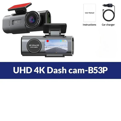 Dashcam 4K Double Objectif Wi-Fi GPS Vision Nocturne