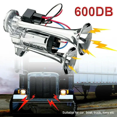 Klaxon Trompette Chromé 12V 600DB Universel Voiture