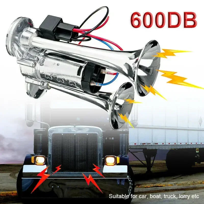 Klaxon Trompette Chromé 12V 600DB Universel Voiture