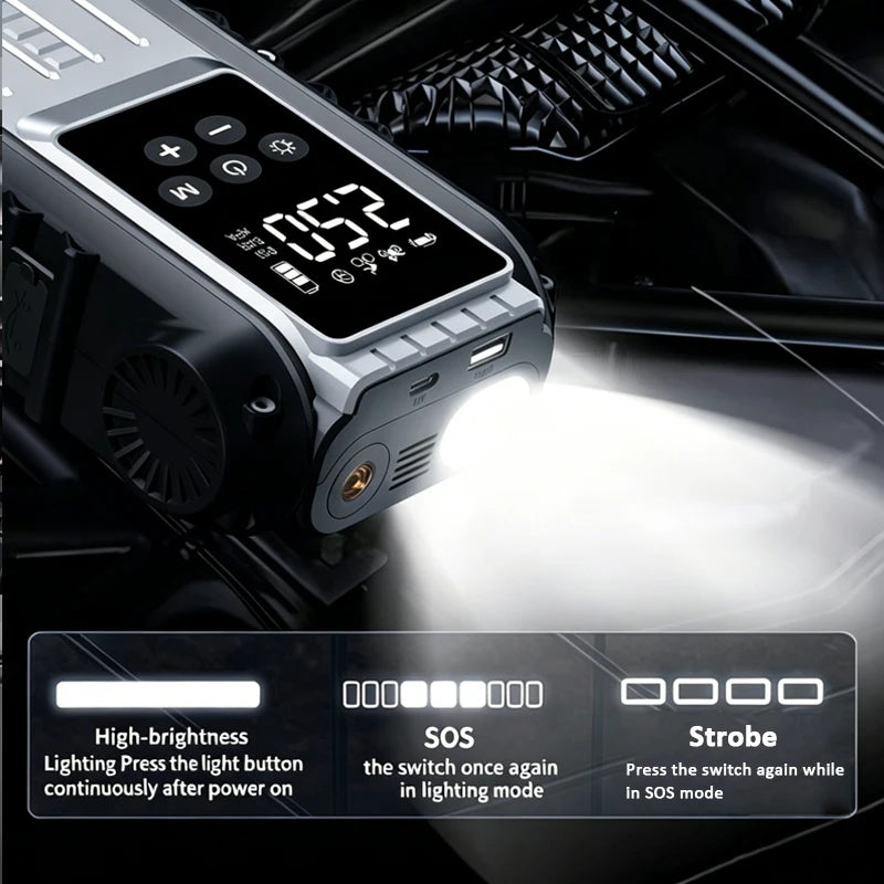 Booster de Batterie Voiture 1800A 12V avec Compresseur Intégré