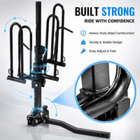 Porte-Vélos sur Attelage pour 2 Vélos Pliable et Inclinable Charge 36 kg avec Récepteur 1,25 Pouce pour Voiture, SUV et Camping-Car