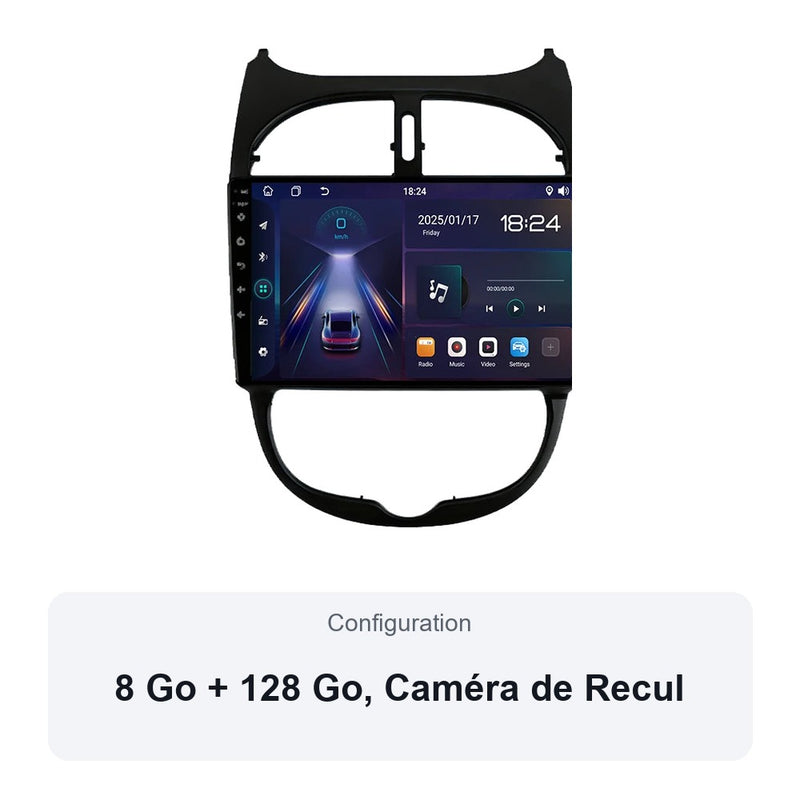Autoradio CarPlay Peugeot 206 et 206 CC 1998-2012 Écran 9 Pouces