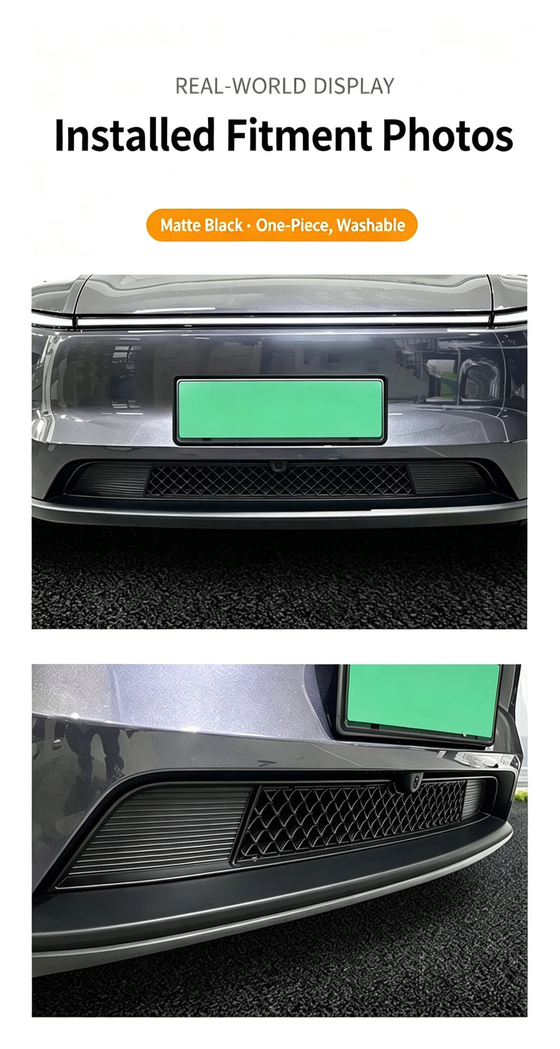 Filet de Grille Inférieure Avant Tesla Model Y Highland 2024 Anti-Insectes Noir Mat, Monobloc ou en Deux Parties
