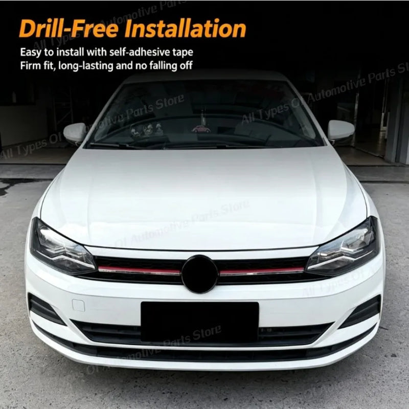 Calandre Volkswagen Polo 6 AW 2018-2025 Nid d'Abeille Barre Rouge