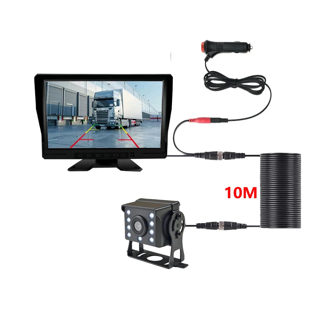 Caméra de Recul Camion 12V 24V Écran 4,3 Pouces 8 LED