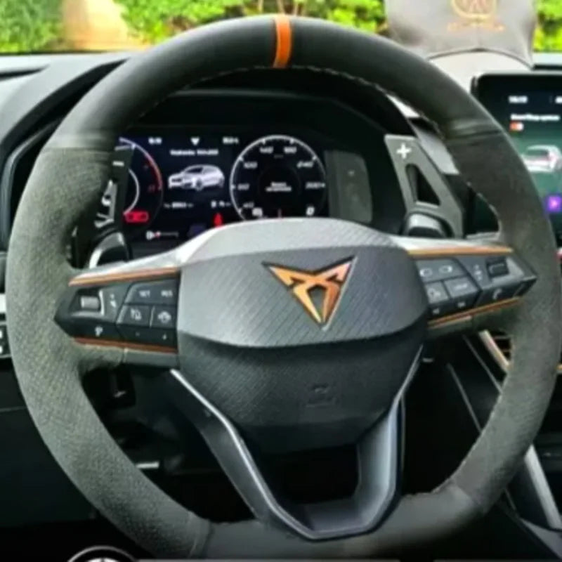 Couvre Volant à Coudre Seat Leon, Cupra Leon, Ateca, Tarraco 2020-2026 Coutures Cuivre, Kit DIY