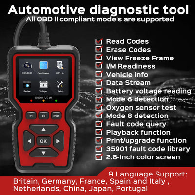 Valise Diagnostic OBD2 Lecteur de Codes Flux Direct