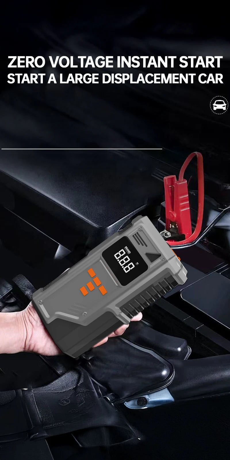 Booster de Batterie Voiture Grand Froid avec Compresseur 150 PSI Arrêt Auto