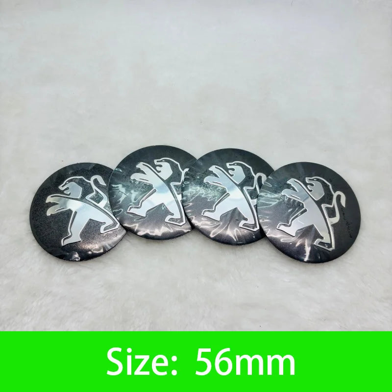 Autocollants Emblème de Moyeu Peugeot Lion 56 60 65 mm Lot de 4