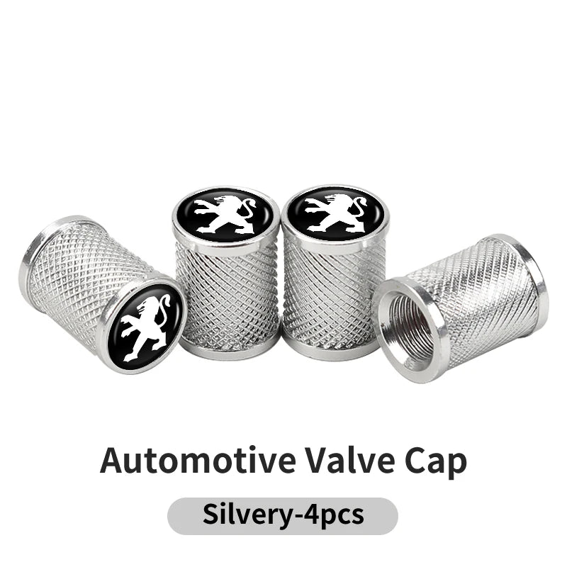 Bouchons de Valve Peugeot 206, 207, 208, 307, 308, 3008, 407, 508, Métal Strié, Lot de 4