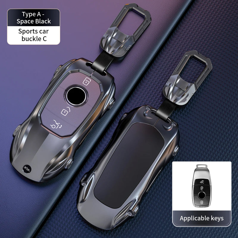 Coque de Protection Clé Mercedes Classe A B C E S W204 W205 W210 W212 W213 W176 W463 GLC GLB GLE AMG Alliage de Zinc Style Supercar