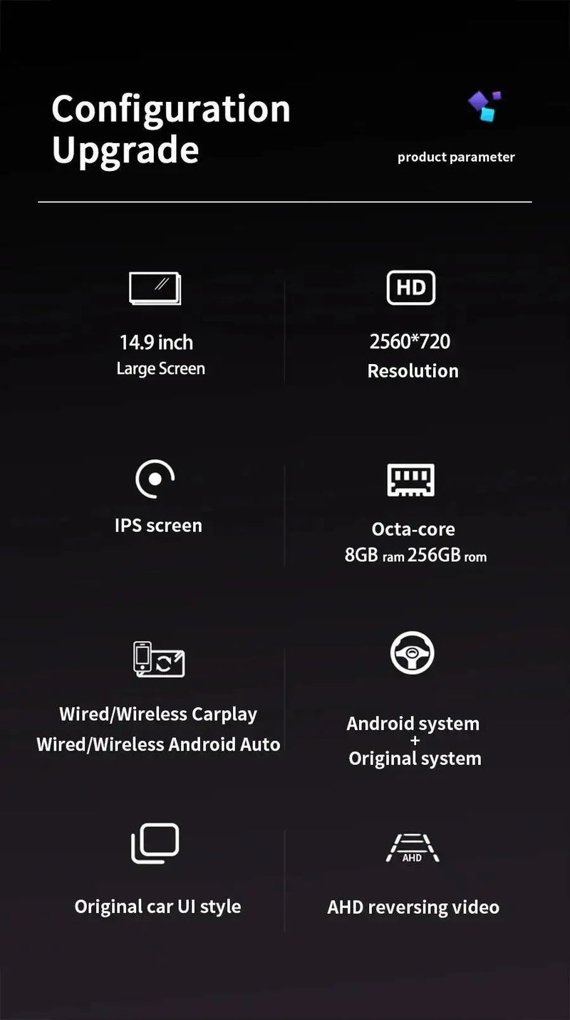 Autoradio Android Mercedes-Benz GLC X253 et C 2015-2018 Écran 14,9 pouces CarPlay GPS