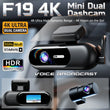 Dashcam 4K Avant et Arrière Wi-Fi Mode Parking