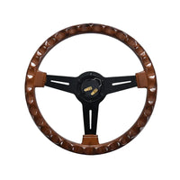 Volant de Course Universel 350 mm Aspect Bois 14 Pouces