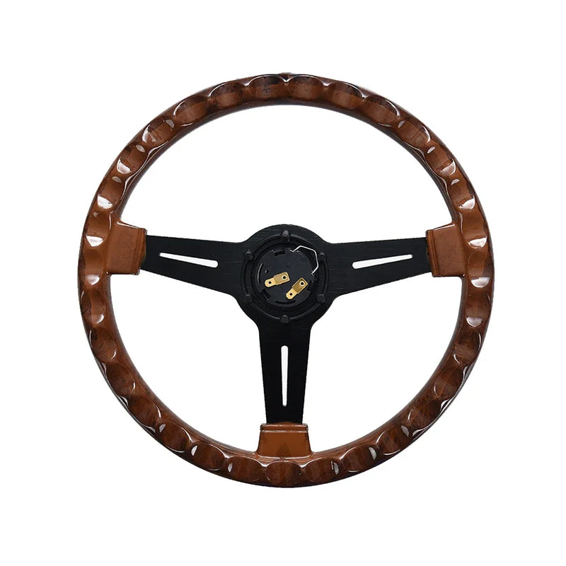 Volant de Course Universel 350 mm Aspect Bois 14 Pouces