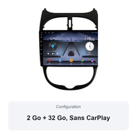 Autoradio CarPlay Peugeot 206 et 206 CC 1998-2012 Écran 9 Pouces