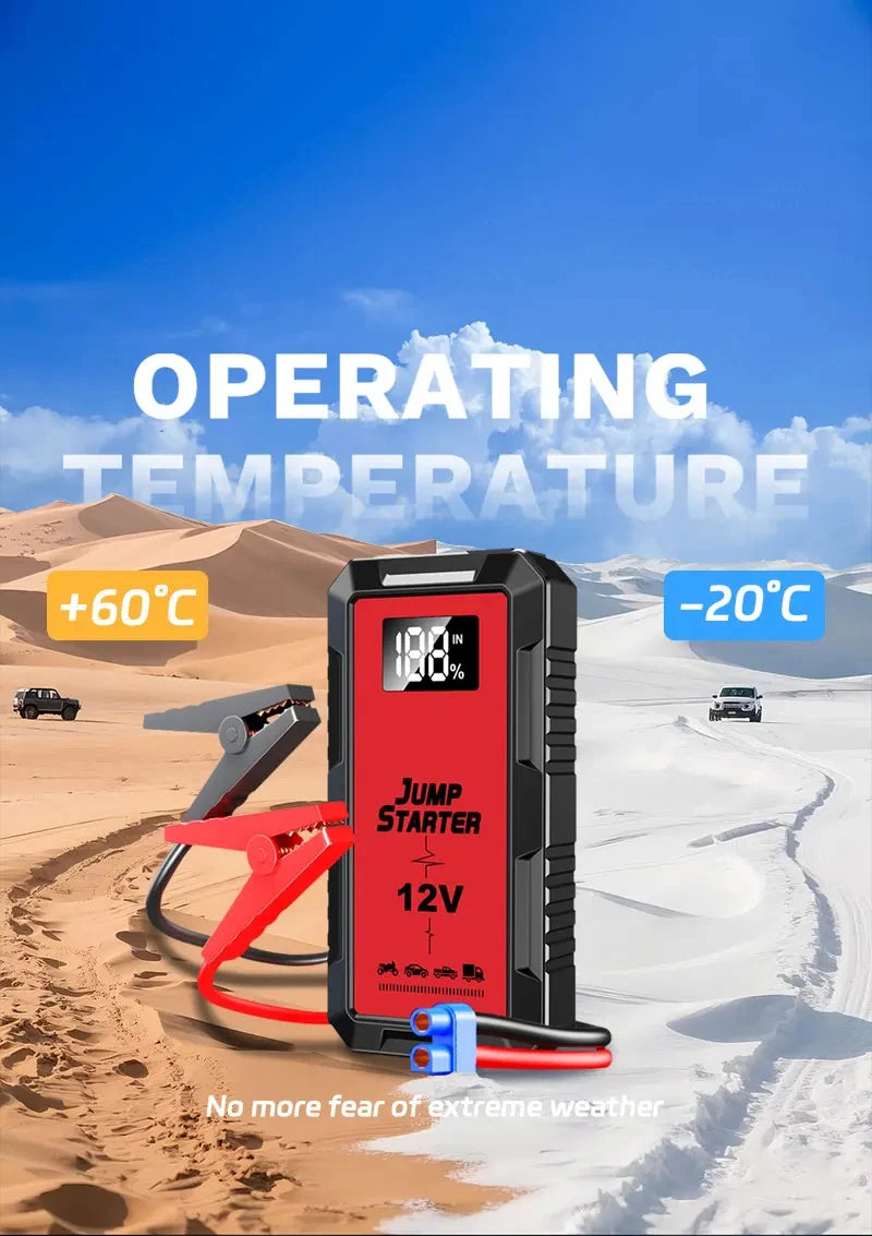Booster de Batterie Voiture 12V 1200A Écran Numérique 5 Coloris