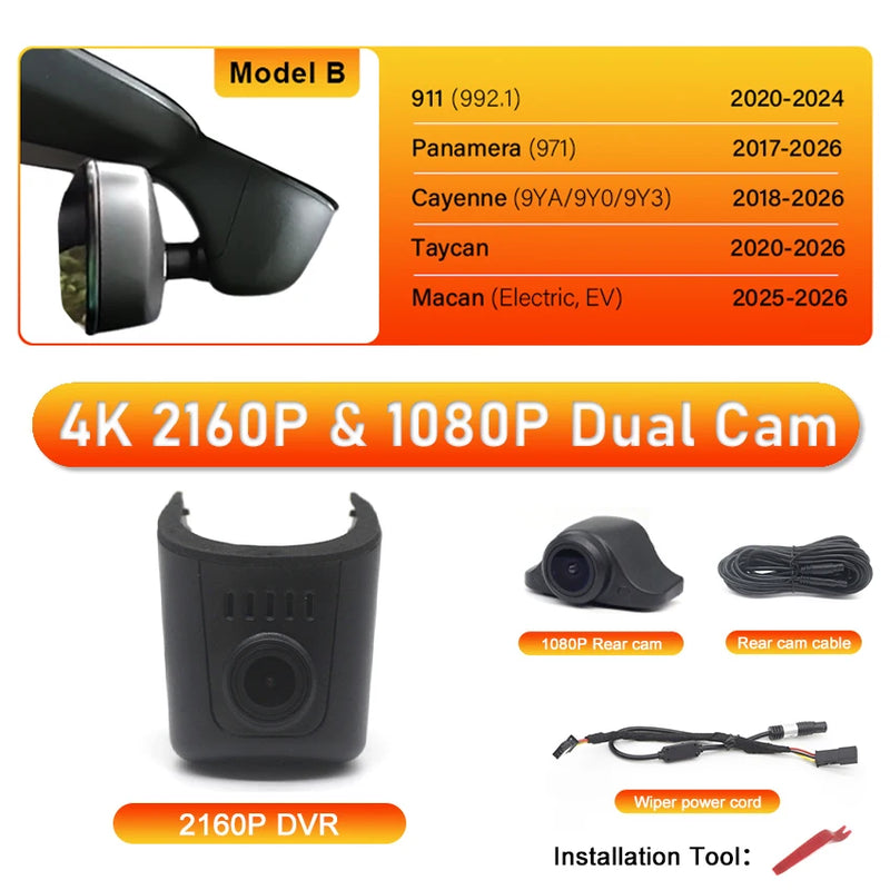 Dashcam Porsche 4K Intégrée Cayenne Macan 911 Panamera Taycan