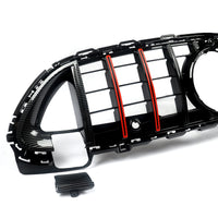 Calandre Panamericana Mercedes Classe C W206 2021-2023 Noir Brillant Barres Rouges Look Carbone
