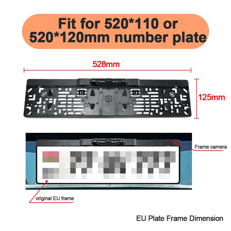 Caméra de Recul WiFi pour Plaque d'Immatriculation Européenne Carsanbo HD 720P 120° avec Vision Nocturne IR, Étanche, pour iOS et Android