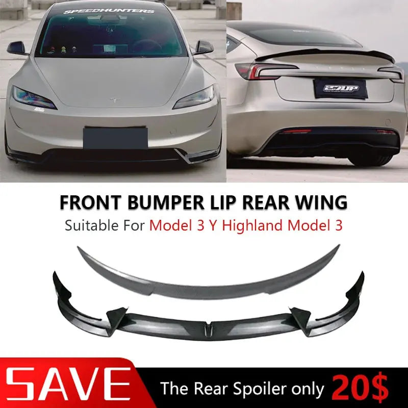 Lame Avant Tesla Model 3 Model Y 2016-2024 Look Carbone
