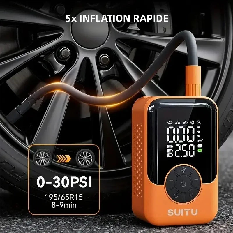 Gonfleur de Pneu Voiture Sans Fil 150 PSI 2 x 1500 mAh Orange