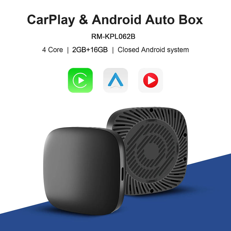 Boîtier CarPlay Android Auto Sans Fil AI Box Android 13 Bluetooth 5.0 GPS