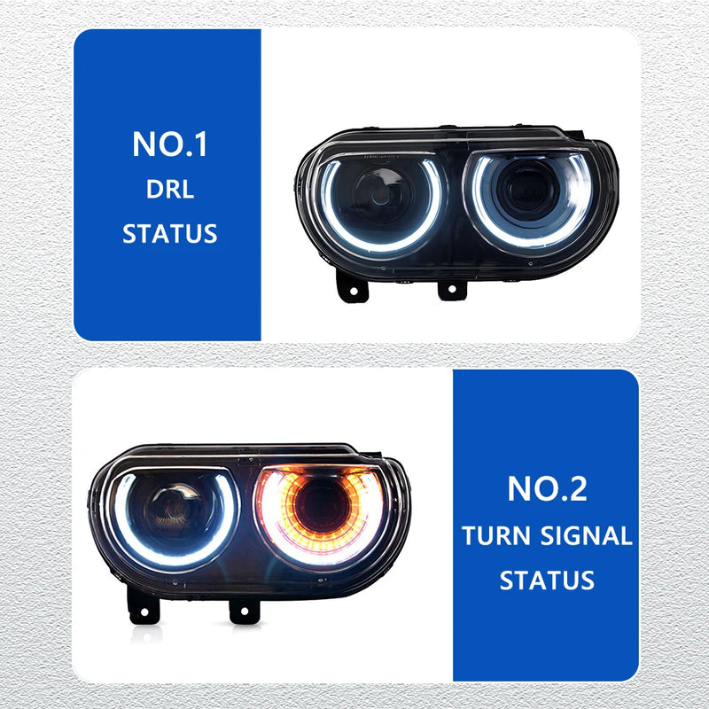 Phares LED Dodge Challenger 2008-2014 Kit Complet Feux de Jour Dynamiques Clignotants