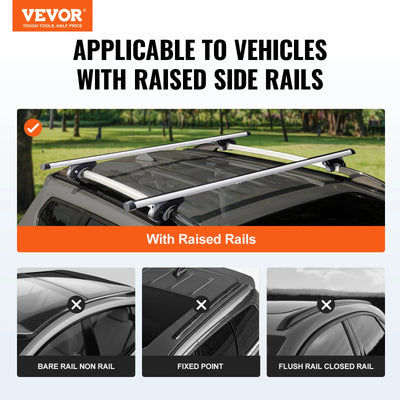 Barres de Toit VEVOR Aluminium Verrouillables Rails Latéraux