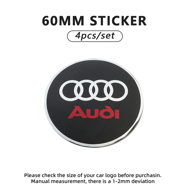 Cache-Moyeux Audi A3 A4 RS3 56mm 60mm 65mm Emblème — détail de fixation