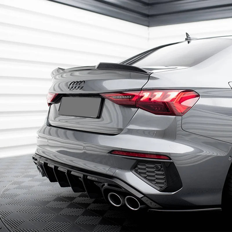 Diffuseur de Pare-Chocs Arrière Style Maxton Audi A3 S-Line 8Y Berline Pré-Restylage 2020-2024 Noir Brillant