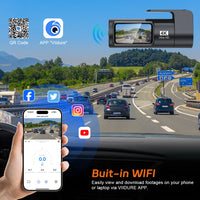Dashcam 4K UHD Wi-Fi avec GPS, Caméra de Recul 4K en Option, Vision Nocturne et Surveillance de Stationnement 24 h