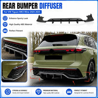 Diffuseur de Pare-Chocs Arrière Volkswagen Tiguan MK3 R-Line 2024-2025 Noir Brillant ou Aspect Carbone