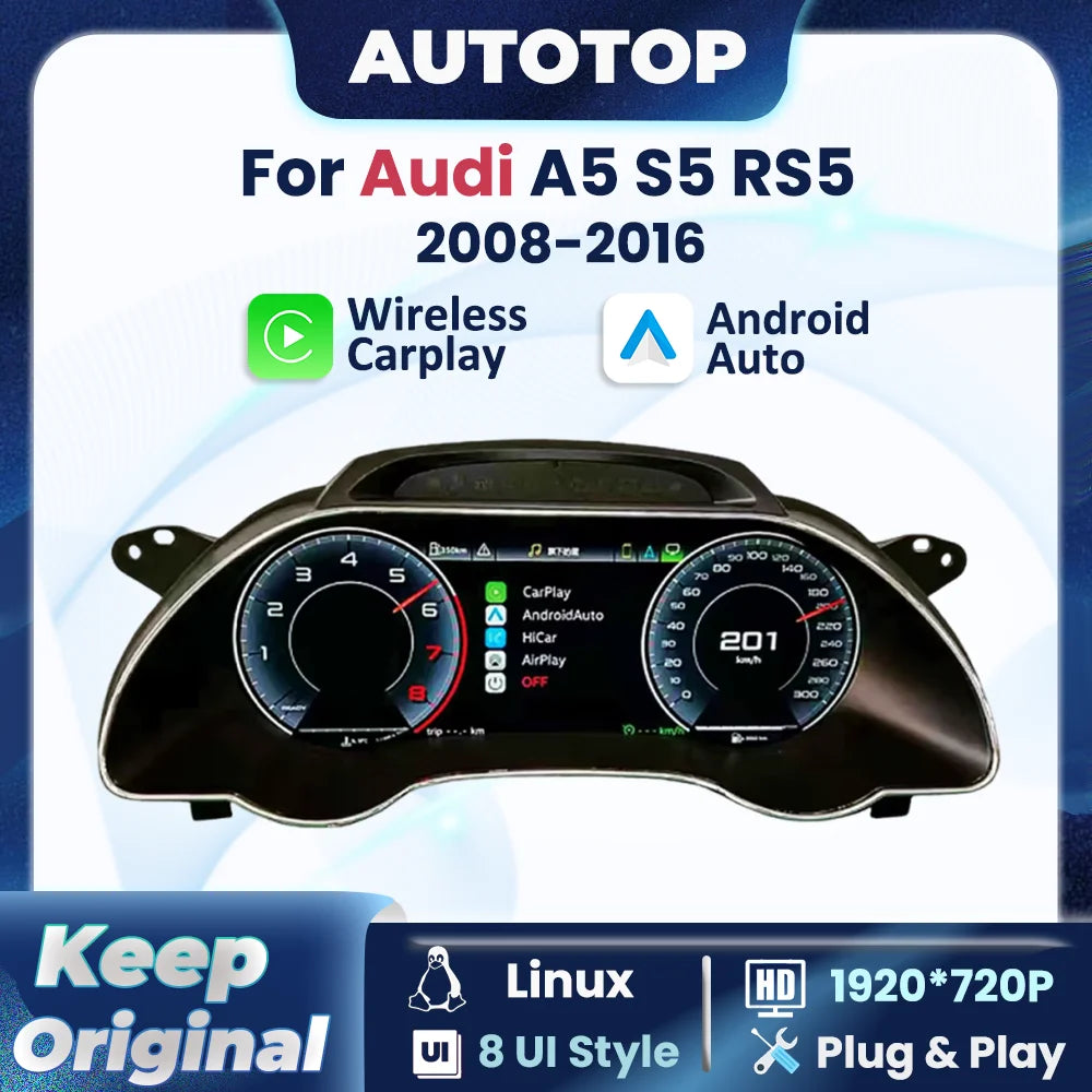 Tableau de Bord Numérique CarPlay Audi A5 S5 RS5