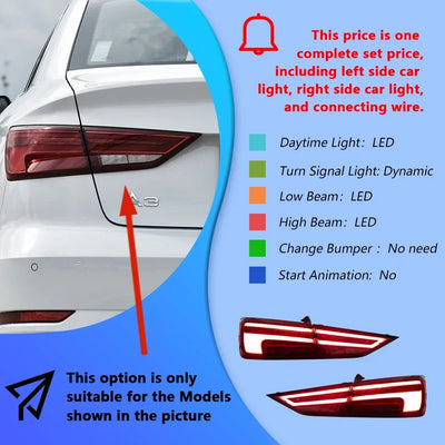 Feux Arrière LED Audi A3 S3 RS3 2013-2019 Scintillants