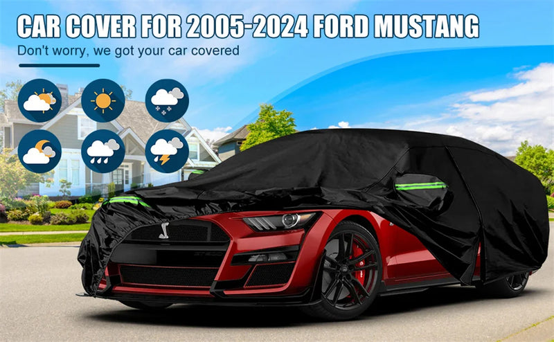 Housse de Protection Voiture Ford Mustang 2005-2024 Étanche Zippée Anti-Neige Anti-Grêle