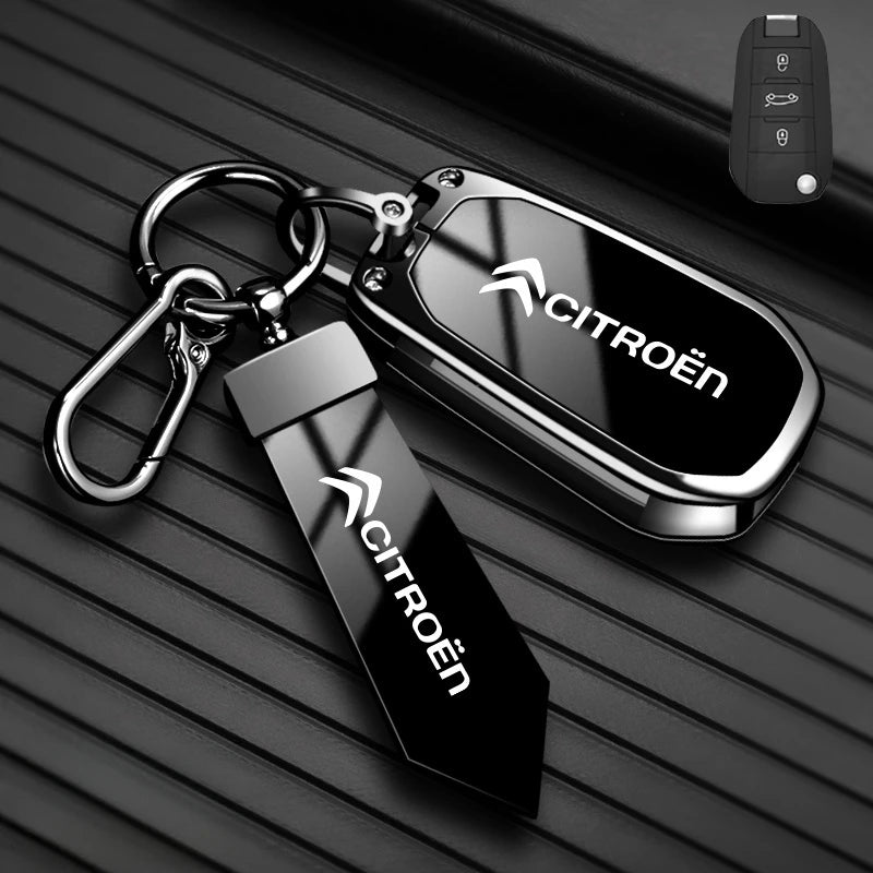 Étui de Protection Clé Citroën C1 C2 C3 C4 C5 C6 VTS Xsara C-Crosser Berlingo Jumpy Alliage de Zinc Noir ou Bleu