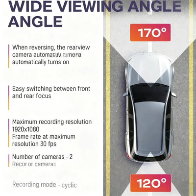 Dashcam Voiture 12 Pouces Double Objectif Vision Nocturne