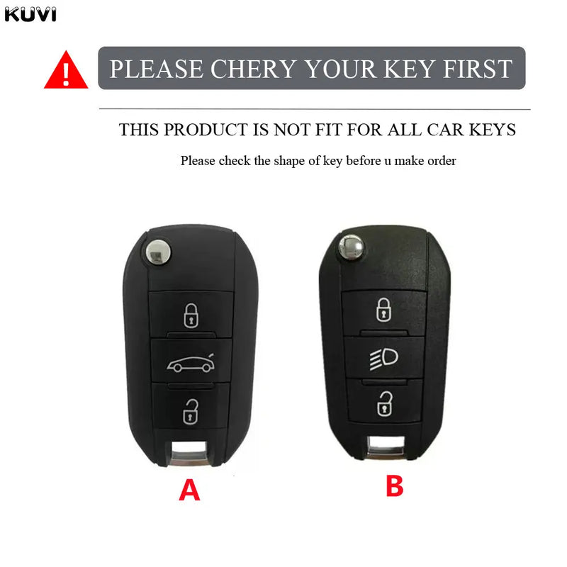 Étui de Protection Clé Peugeot 208 308 3008 5008 Citroën C3 C4 Gris Anthracite Clé à Rabat