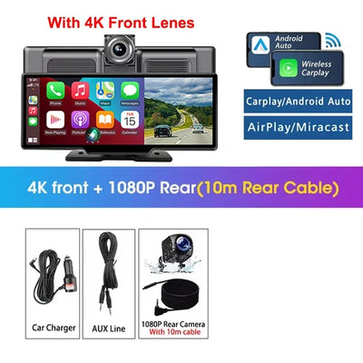 Dashcam Srnubi 10,26 Pouces 4K CarPlay Android Auto