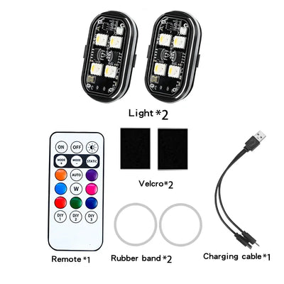 Éclairage d'Ambiance LED Sans Fil Rechargeable Voiture RGB