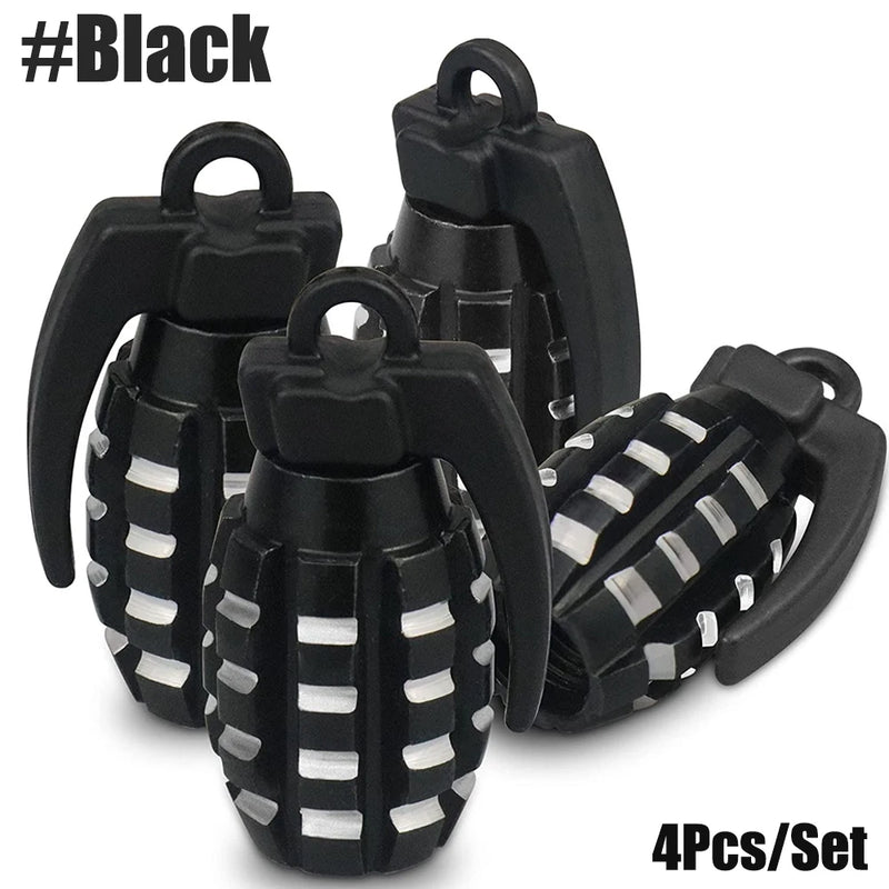 Bouchons de Valve Universels Grenade Aluminium Anodisé — exemple de montage