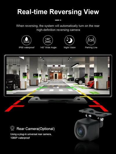 Dashcam Srnubi 10,26 Pouces 4K CarPlay Android Auto