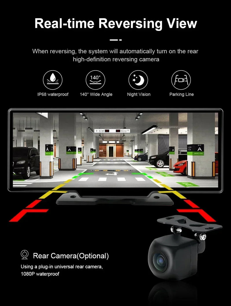 Dashcam Srnubi 10,26 Pouces 4K CarPlay Android Auto