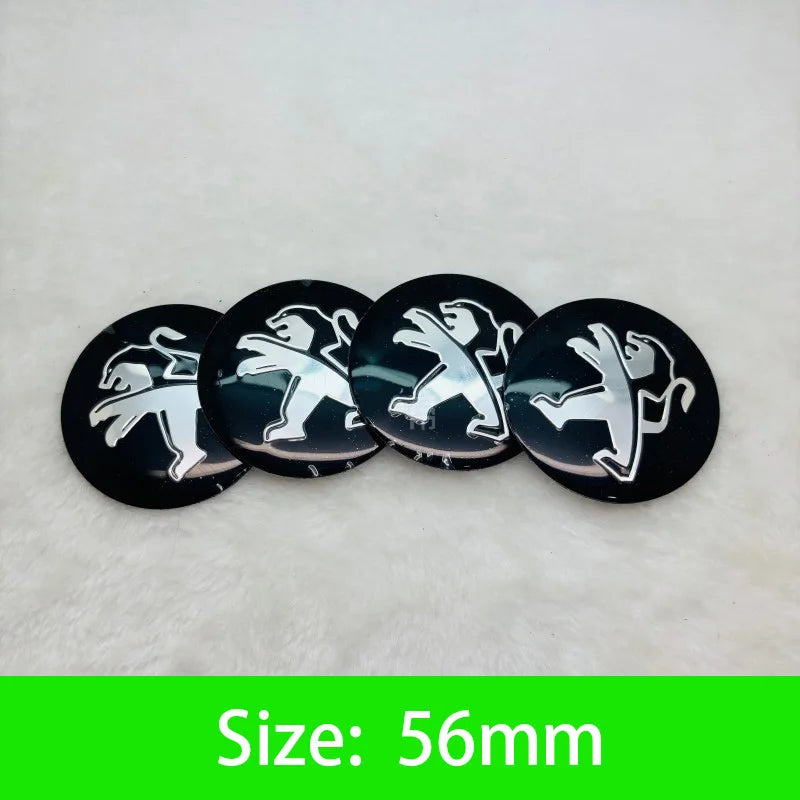 Autocollants Emblème de Moyeu Peugeot Lion 56 60 65 mm Lot de 4