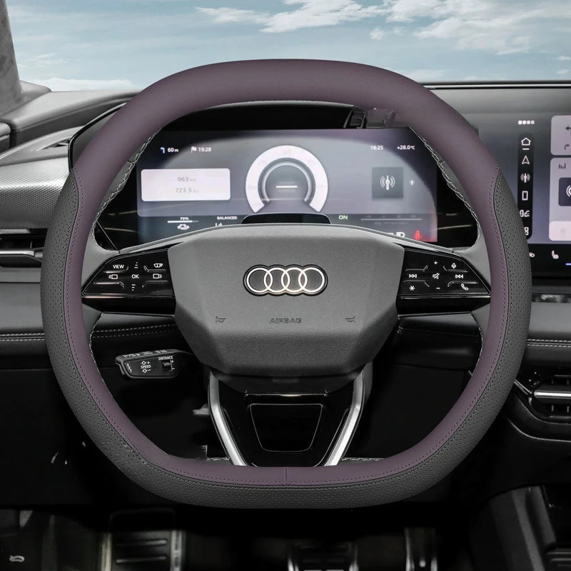 Couvre Volant Audi Q6 e-tron A5 A6 Q5 2025-2026 Cuir Double Méplat