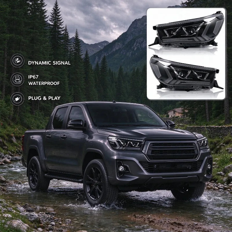 Phares LED Toyota Hilux Revo Rocco AN120 2015-2020 Clignotants Séquentiels Feux de Jour