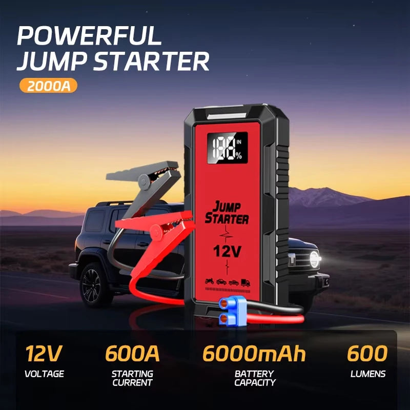 Booster de Batterie Voiture 12V 1200A Écran Numérique 5 Coloris