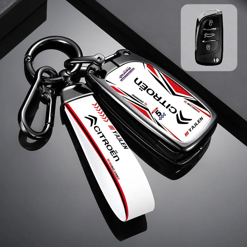 Étui de Protection Clé Citroën C3 C4 C5 Berlingo Picasso Alliage de Zinc Blanc ou Noir