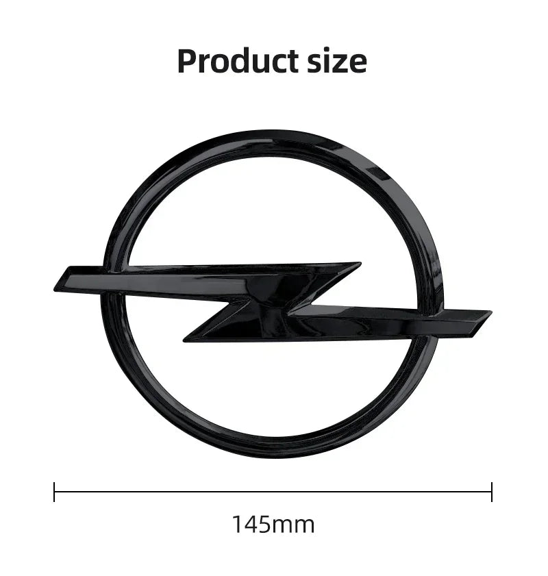 Emblème Logo Opel 145 mm en ABS Noir ou Argent pour l'Avant et l'Arrière Astra Insignia Corsa Zafira